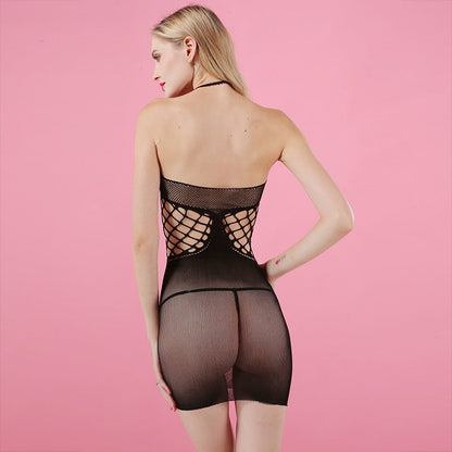 Seductive Fishnet Lingerie Dress - Elegant Sheer Nightwear for Women