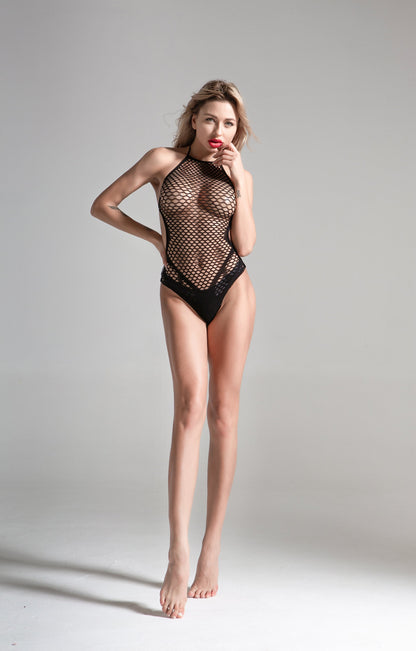 Charming Mesh Fishnet Bodysuit - One-Piece Seductive Lingerie
