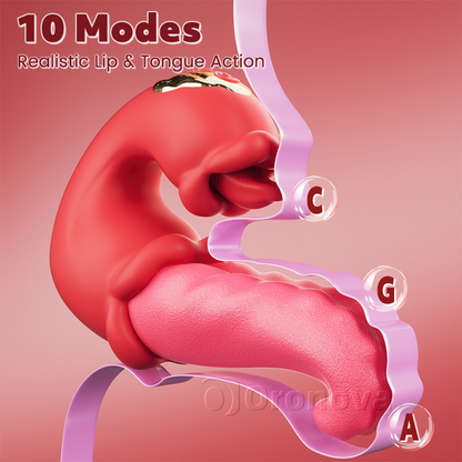 Twin Rose Thrusting Massager - Seductive Tongue Teasing & Vibration