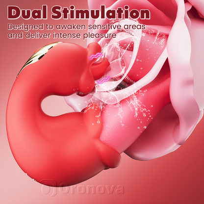 Twin Rose Thrusting Massager - Seductive Tongue Teasing & Vibration
