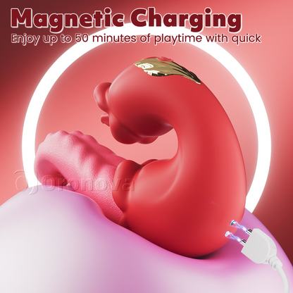 Twin Rose Thrusting Massager - Seductive Tongue Teasing & Vibration