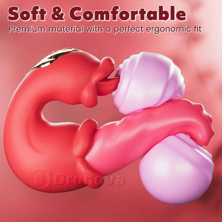 Twin Rose Thrusting Massager - Seductive Tongue Teasing & Vibration