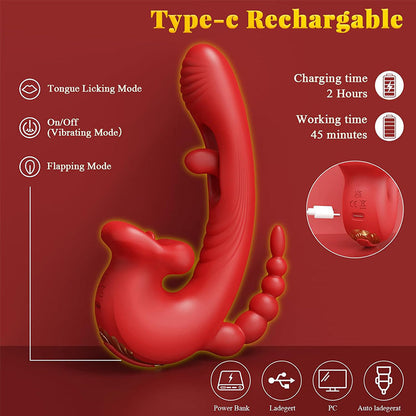 Smart 5-in-1 Multi-Zone Massager - App-Controlled Lick, Suck & Vibe Tech