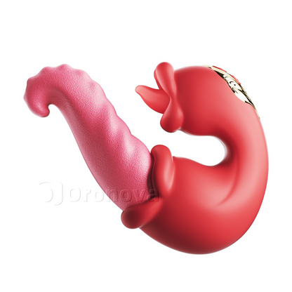 Twin Rose Thrusting Massager - Seductive Tongue Teasing & Vibration