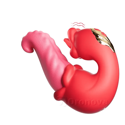 Twin Rose Thrusting Massager - Seductive Tongue Teasing & Vibration