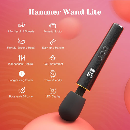 Compact 9-Mode Wand Massager - Multi-Speed Wellness Tool with LED Display