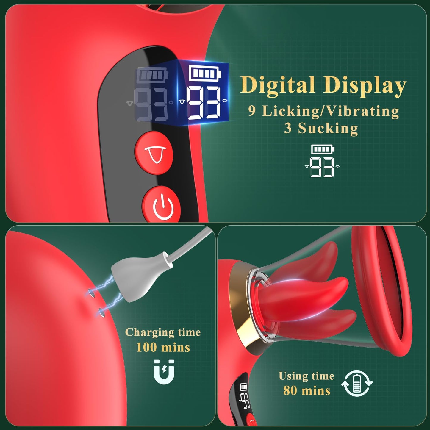 Premium 5-in-1 Rose Sucking Massager - G-Spot & Clit Stimulation with LCD